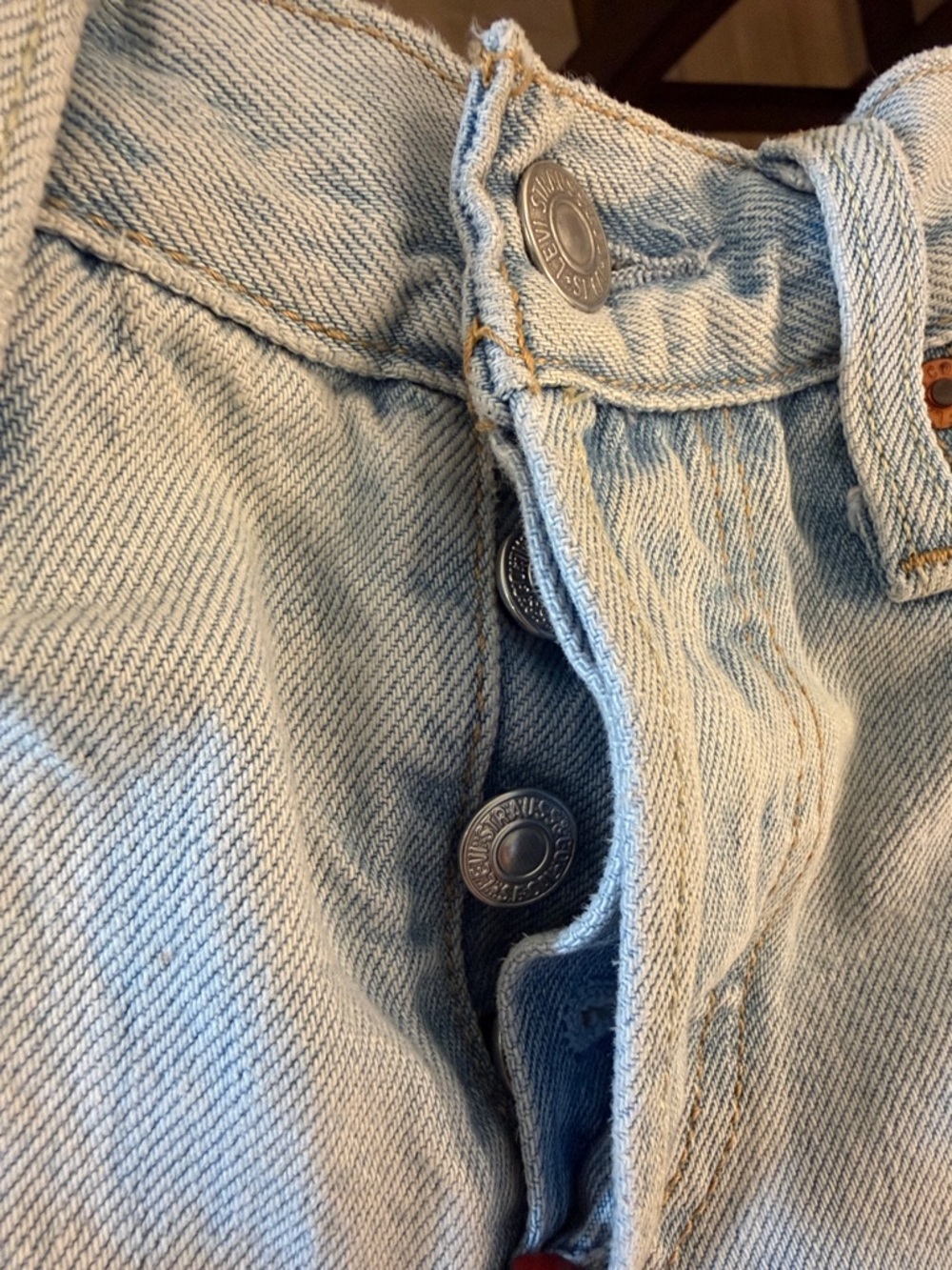 Levi's Light Blue Distressed Denim Cutoff Shorts - Picture 2 of 4